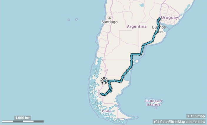 Karte Argentinien Süd Route