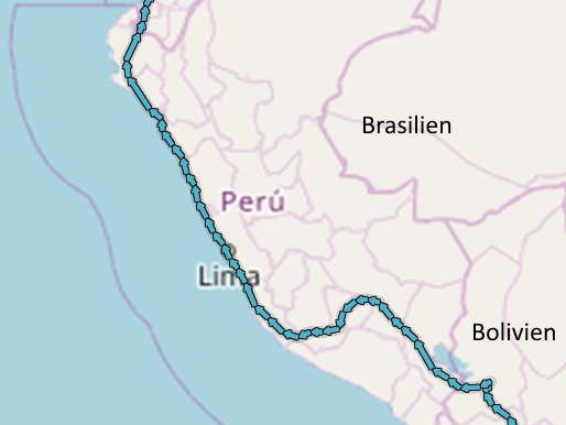 Peru Radreise Route