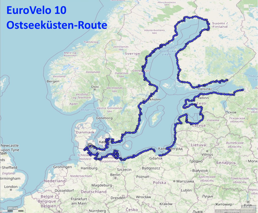 EuroVelo 10 Karte Ostseeküsten-Route