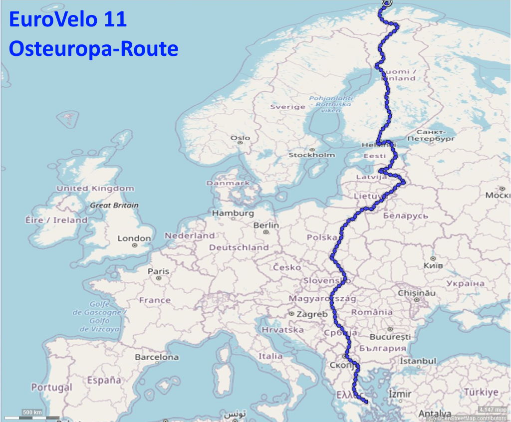 EuroVelo 11 Karte Osteuropa-Route