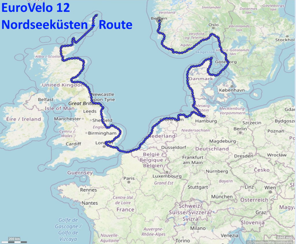 EuroVelo 12 Karte Nordseeküsten-Route