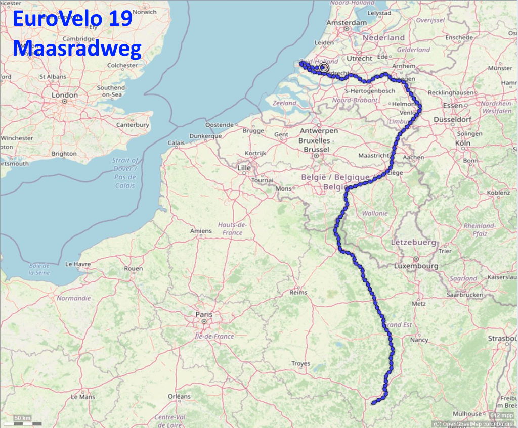 EuroVelo 19 Karte Maasradweg