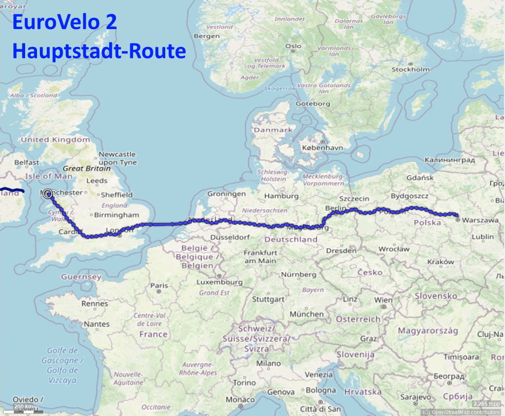 EV2 Karte Hauptstadt-Route