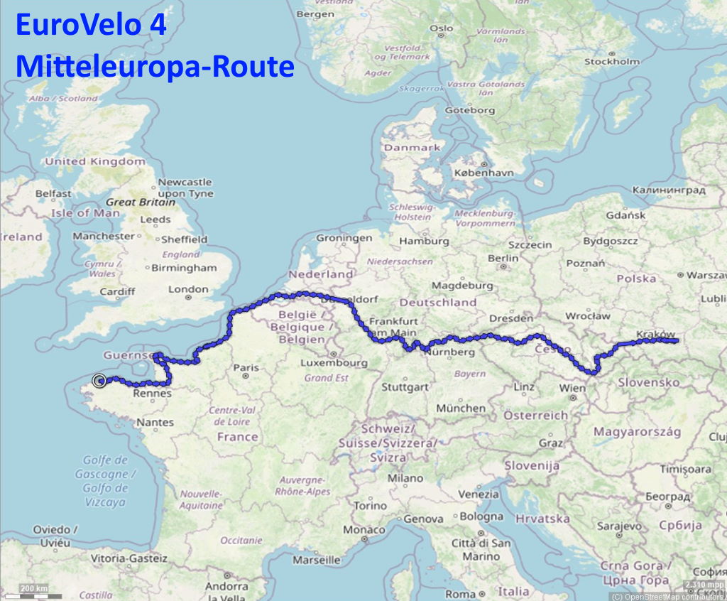 EV4 Karte Mitteleuropa-Route